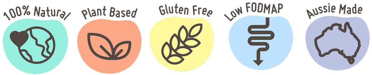 100% Natural, Plant Based, Gluten Free, Low Foodmap, Aussie Made