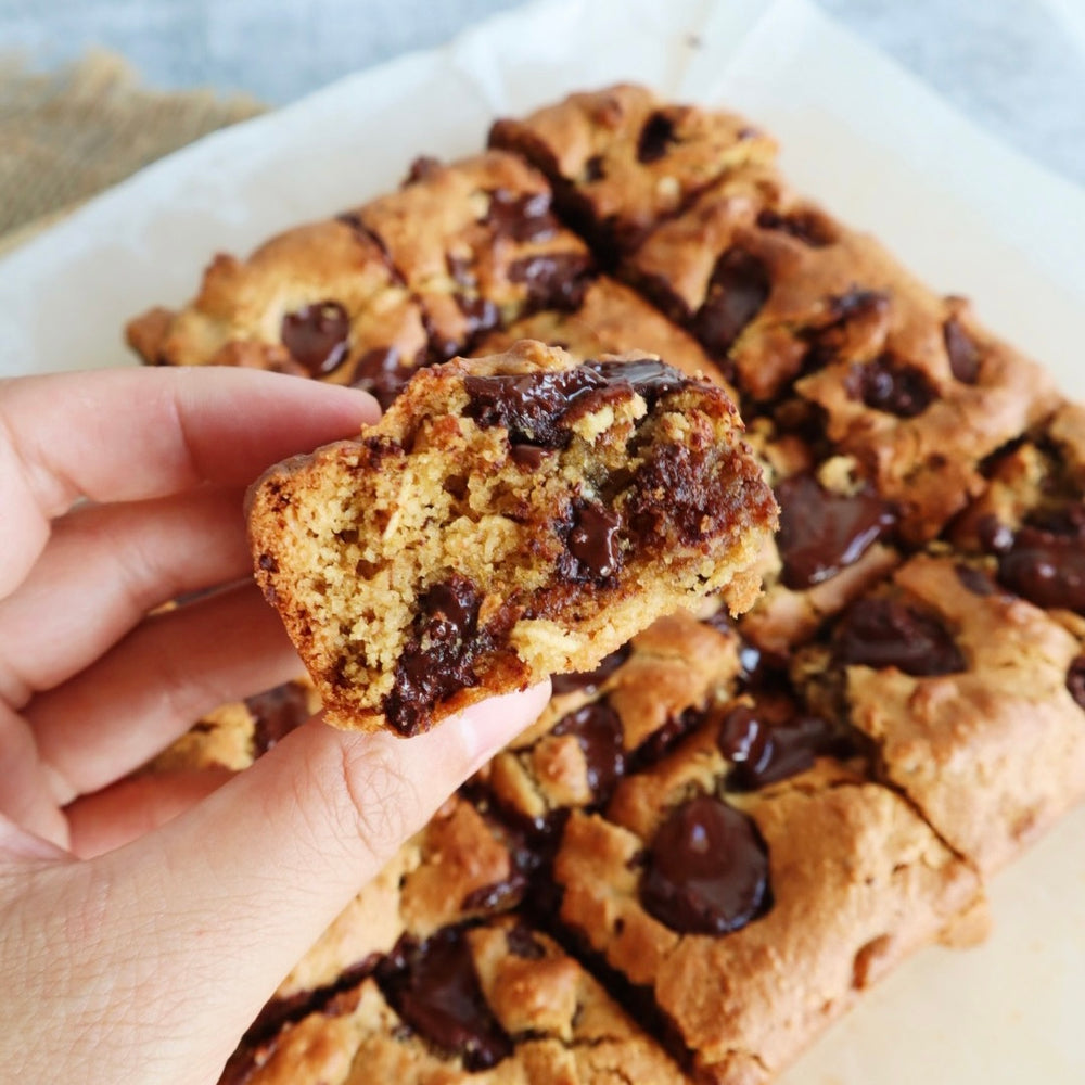 Gooey Chocolate Peanut Butter Oat Blondies