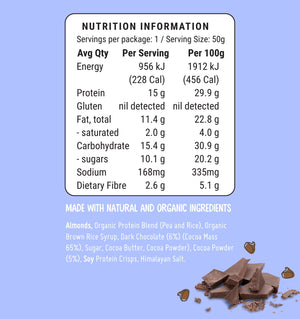 Fodbods Double Chocolate Protein Bars Nutritional Panel