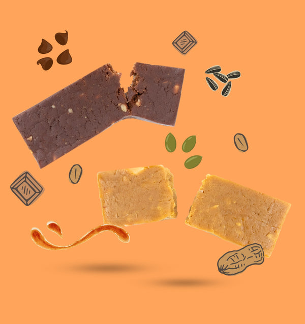 Nutrition information and ingredients label on a brown background